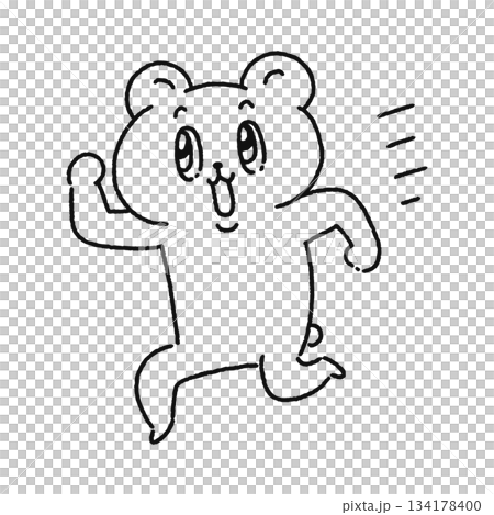 走るかわいいクマ 線画 走るかわいいクマ 線画 134178400