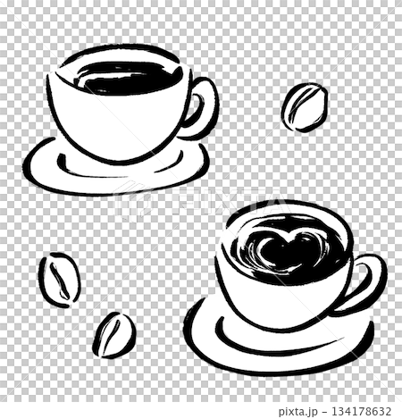 手繪咖啡插圖,筆觸流暢 手繪咖啡插圖,筆觸流暢 134178632