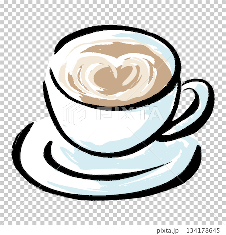 Hand-drawn illustration of a cappuccino with a brush stroke Hand-drawn illustration of a cappuccino with a brush stroke 134178645