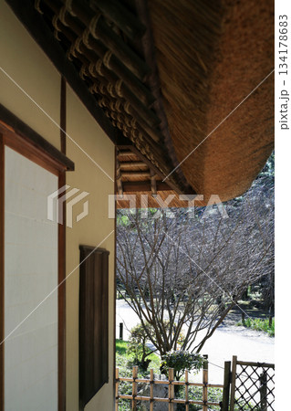 茶室の茅葺屋根 134178683