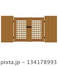 シンプルな木製の門扉のイラスト素材 134178993