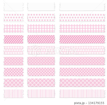 様々な形のマスキングテープ、粘着テープのアイコンのベクターイラストのセット 様々な形のマスキングテープ、粘着テープのアイコンのベクターイラストのセット 134179155