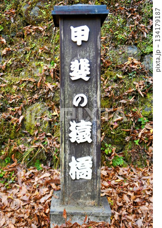 【大月市 桂川渓谷 日本三奇橋の一つ 名勝「猿橋」標柱】 【大月市 桂川渓谷 日本三奇橋の一つ 名勝「猿橋」標柱】 134179187