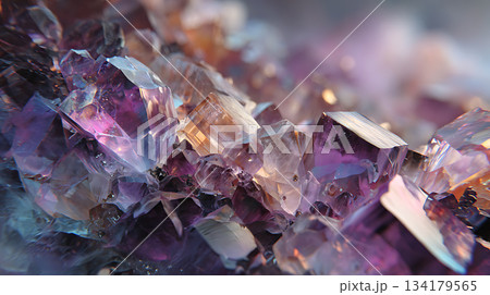 アメジストクリスタルクローズアップ、光沢のある宝石、抽象的な背景 134179565