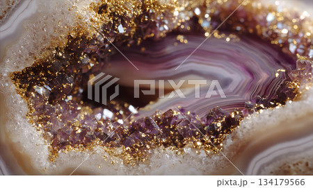 アメジストジオードと金色の輝き、クローズアップ 134179566