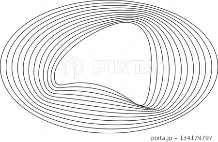 Oval round shape with wavy dynamic line. Frame border Oval round shape with wavy dynamic line. Frame border 134179797