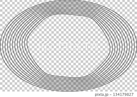 Oval round shape with wavy dynamic line. Frame border 134179827