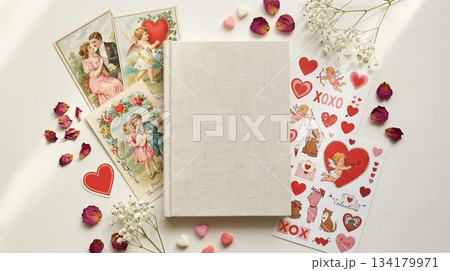 Notebook with Valentine Postcard and Love Stickers 134179971