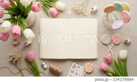 Notebook with Tulips and Lollipops Notebook with Tulips and Lollipops 134179984