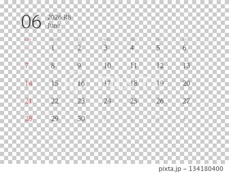 2026年6月カレンダー 罫線あり 2026年6月カレンダー 罫線あり 134180400