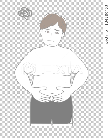 お腹の脂肪を気にする男性 134180453