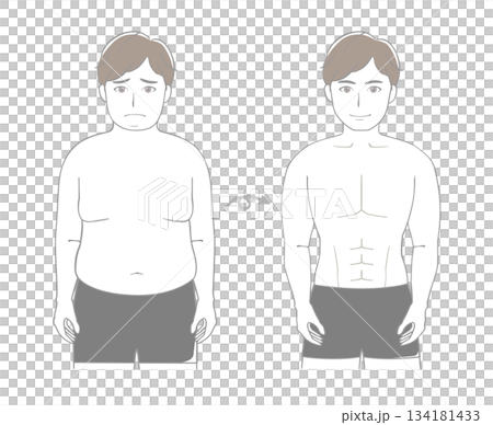 Before and after of a man on a diet Before and after of a man on a diet 134181433