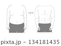 ダイエットする男性の身体のビフォーアフター 134181435