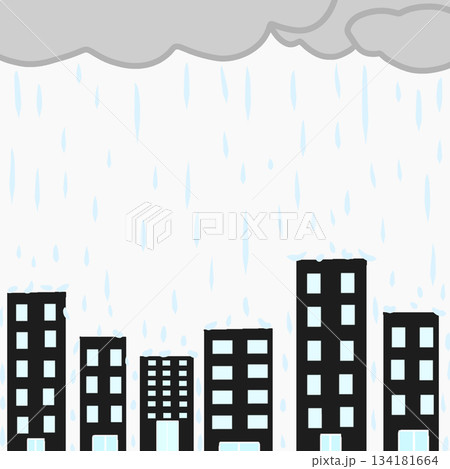 雨が降る　ビル　シンプル 134181664