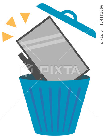 テレビをごみ箱に入れる廃棄や処分をイメージしたイラスト素材 134181666