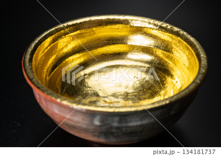 赤楽嶋台茶碗 金銀一双5|川崎和楽 作・華やかな楽焼の対茶碗 赤楽嶋台茶碗 金銀一双5|川崎和楽 作・華やかな楽焼の対茶碗 134181737