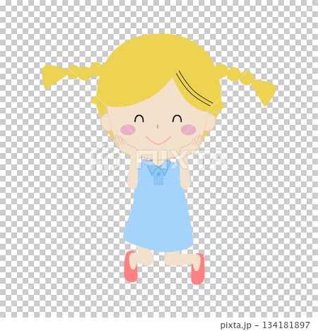 一個跳躍的女孩的插圖 134181897