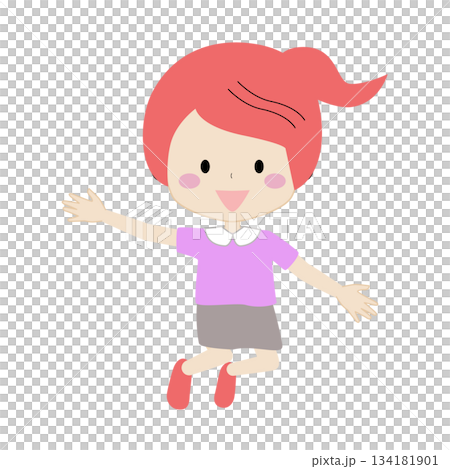 一個跳躍的女孩的插圖 134181901