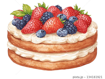 ベリーが乗ったパンケーキのイラスト 134181921