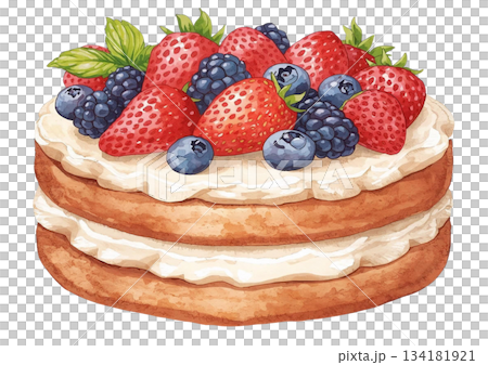 上面有漿果的薄煎餅的插圖 134181921