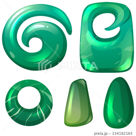 Greenstone Maori Pendant Vector Set with Glossy Finish Greenstone Maori Pendant Vector Set with Glossy Finish 134182165