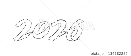 2026 chinese brush handwriting style one line drawing continuous 134182225