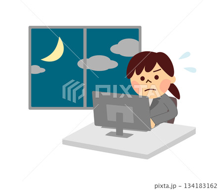 夜に仕事をする女性 夜に仕事をする女性 134183162