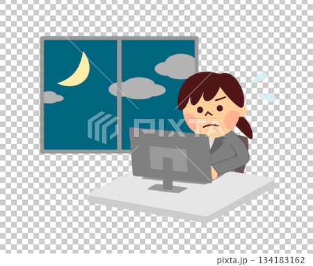 夜に仕事をする女性 夜に仕事をする女性 134183162