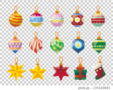 一連串精美閃亮的聖誕裝飾品 134183691