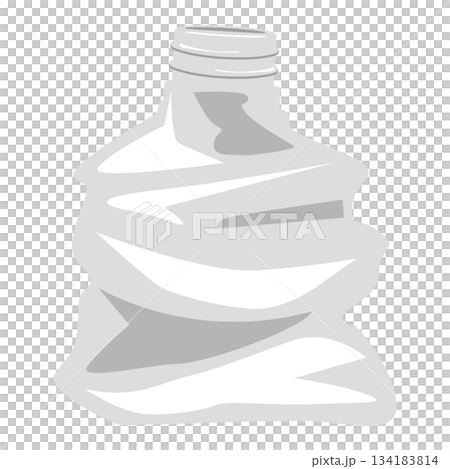 一個被壓扁的空塑膠瓶的示意圖 一個被壓扁的空塑膠瓶的示意圖 134183814