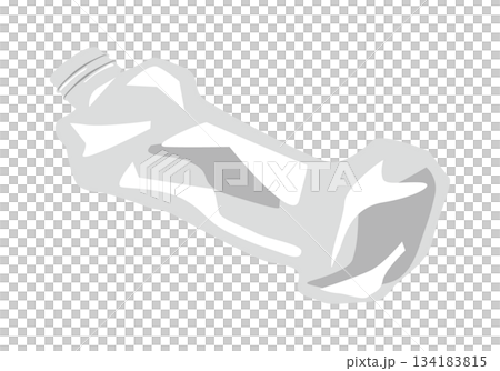 Illustration of a crushed empty plastic bottle 134183815