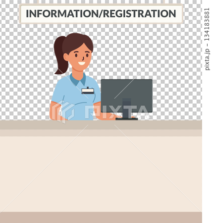 Hospital female receptionist illustration 134183881