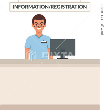 Hospital male receptionist illustration Hospital male receptionist illustration 134183882