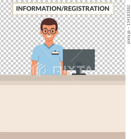 Hospital male receptionist illustration 134183882