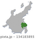 ハニカム構造状の山梨県の地図 134183893
