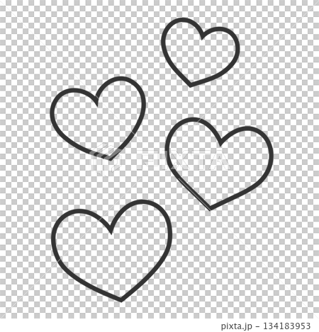 シンプルな4つのハート 手描きイラスト アイコン シンプルな4つのハート 手描きイラスト アイコン 134183953