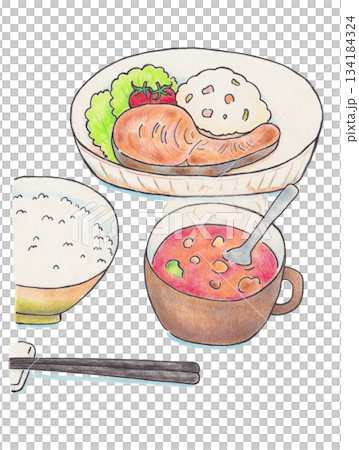 用色鉛筆繪製的日本食物插畫 134184324