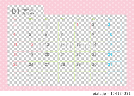 2026 Calendar January Polka Dots 134184351