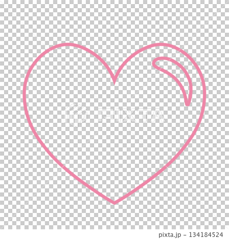 ハイライトがついたシンプルなハートの手描きイラストアイコン ピンク 134184524