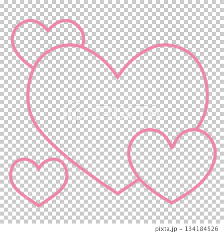 一個簡單的手繪插圖圖標，由多個相連的心形組成（粉紅色） 134184526