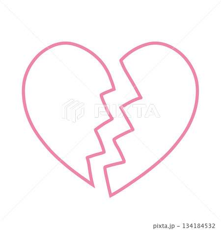 ひび割れたシンプルなハートの手描きイラストアイコン ピンク ひび割れたシンプルなハートの手描きイラストアイコン ピンク 134184532