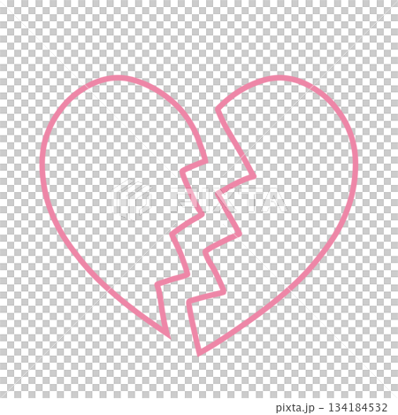 ひび割れたシンプルなハートの手描きイラストアイコン ピンク ひび割れたシンプルなハートの手描きイラストアイコン ピンク 134184532