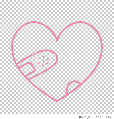 手繪的簡單心型繃帶圖示(粉紅色) 手繪的簡單心型繃帶圖示(粉紅色) 134184535