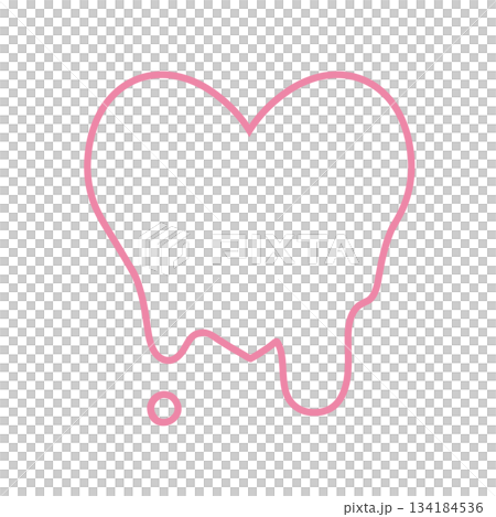 簡單的融化之心手繪插圖圖標，粉紅色 134184536