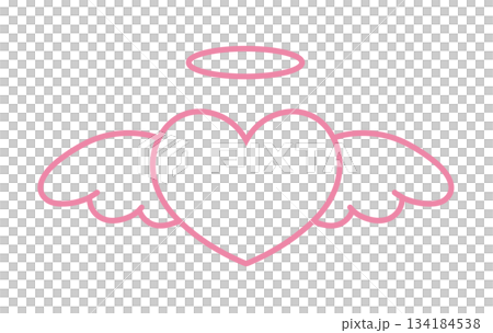 Simple heart with wings and halo hand-drawn illustration icon (pink) Simple heart with wings and halo hand-drawn illustration icon (pink) 134184538