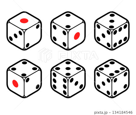 サイコロのアイコンセット 134184546