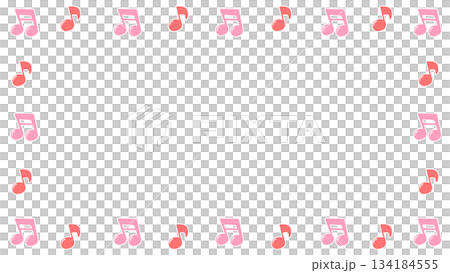 音符のフレーム(赤とピンク) 134184555