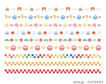 お正月の飾り罫 正月ラインイラストセット 134184561