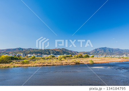 初冬の桂川風景 京都市 初冬の桂川風景 京都市 134184795