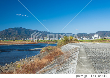初冬の桂川風景 京都市 初冬の桂川風景 京都市 134184810